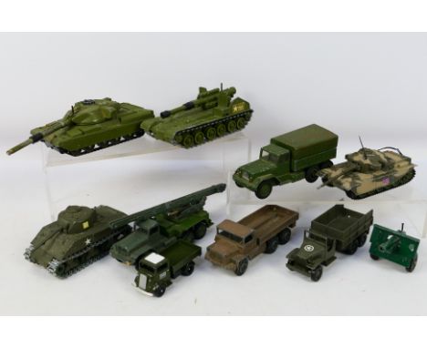 Corgi - Dinky - Solido - 10 unboxed diecast military vehicles to include Chieftain Tank 155MM Mobile Gun, Sherman M4 A3 No.23