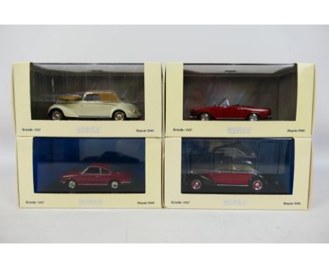 Norev - 4 x boxed 1:43 scale models including 1939 Hotchkiss Biarritz # 590006, Hotchkiss Languedoc # 59004, Simca Bertone Co