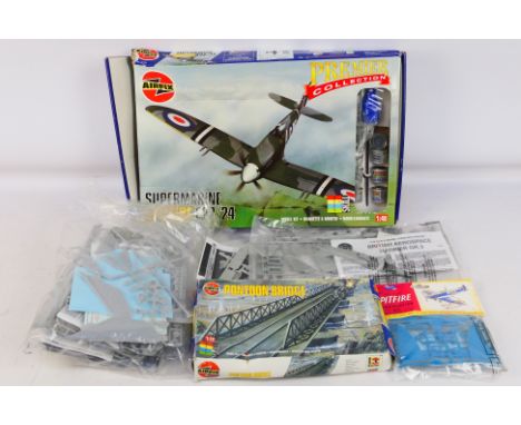 Airfix - Approximately 8 plastic kits. To include a boxed 1:48 scale Supermarine Spitfire F22/24 (97105) with paints, paint b