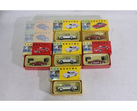 Lledo - Vanguards - 8 x boxed 1:43 scale Lledo Vanguards die-cast models - Lot includes a #VA06700 'Signal Red' Triumph Spitf