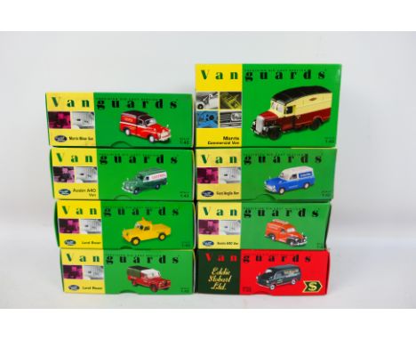 Vanguards - Eight diecast model motor vehicles by Vanguards, scale 1.43 to include Land Rover Model No. VA07603, Eddie Stobar
