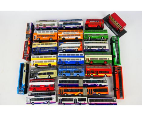 Corgi - EFE - NWFB - Britbus - A group of unboxed bus models in 1:76 scale including Wright Artic Bendy Bus in Bright Orange 