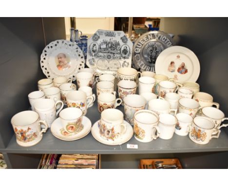 An interesting selection of coronation cups and saucers, to include a Commemorating King George V and Queen Mary cup, an circ