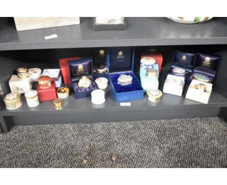 A good selection of Royal Worcester and The Nelson Collection enamel, pewter and ceramic trinket boxes, all individually deco