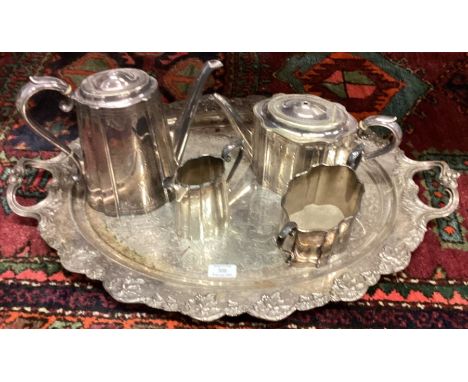 A good four piece tea service on tray. Est. £20 - £30.