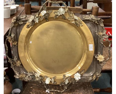 Two good silver plated trays decorated with flowers. Est. £30 - £40.