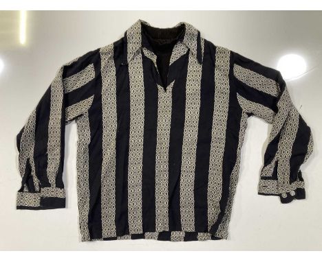 An original striped sports top c 1984 by 'Sears' (M), worn throughout the mid-1980s by John Martin AKA Martin St John, tambou