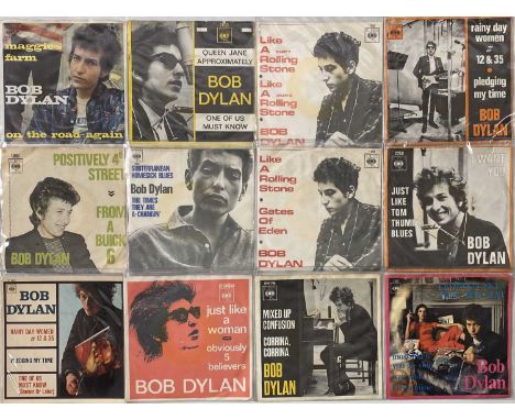 BOB DYLAN - 7" ARCHIVE. An impressive archive of around 61 x 7" ranging from the 60s - 2010s. Titles include Maggies Farm, Qu