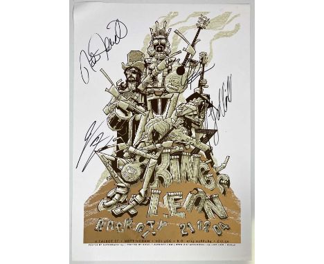A poster issued for the Kings of Leon concert at Nottingham Rock City, 21/12/04 signed in black ink by Caleb, Jared, Nathan a