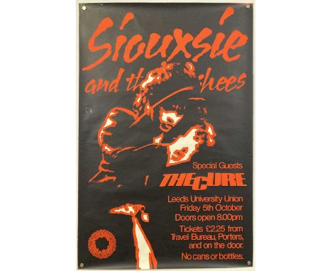 A rare original poster advertising a concert at Leeds University Union on 5th October 1979 with SIouxsie and the Banshees sup