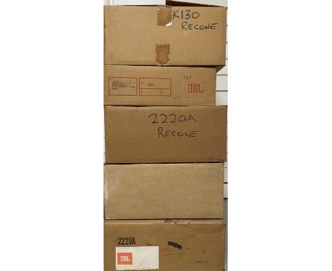 Five boxed speaker cones to inc JBL models: K130, K110, 2220A, E130A, 2215. Not tested.