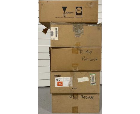 Five boxed speaker cones to inc JBL models: K130 (x2), K140 (x2), 2220A. Not tested.