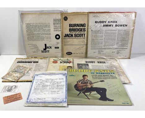 Rockin' selection of Nine x LPs including Eight singed. LPs bearing signed elements: Buddy Knox (3 signed LPs), Charlie Graci