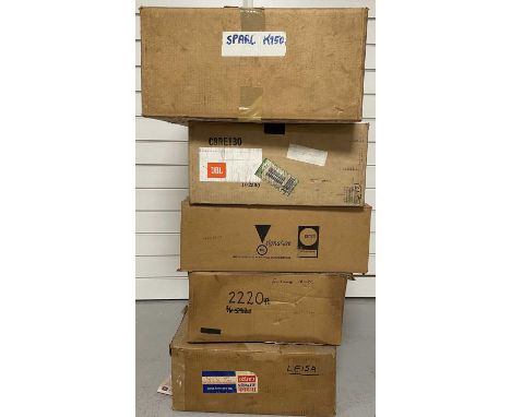 Five boxed speaker cones to inc JBL models: K130, K151, 2220A (x2), LE15A. Not tested.