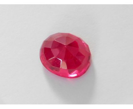 SYNTHETIC RUBY. A synthetic flame fusion ruby. Approx. 5ct.  Please note that all items in this auction are previously owned 