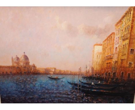 Lazlo Ritter (Hungarian, b.1938), oil on canvas, 'Venice Light', Webster Gallery receipt verso, 70 x 90cm