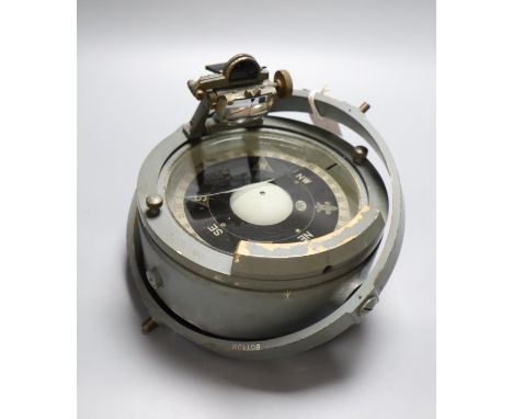 A ship's compass with attached gimbal