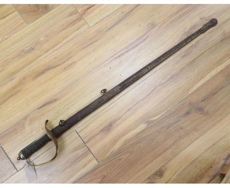 A George V Infantry officer's sword, 1895 pattern, makers S J Kitchin, Sheffield, with steel scabbard, 82cm straight single-e