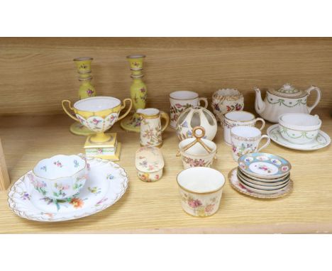 A collection of Worcester, Meissen, Dresden and other ceramics