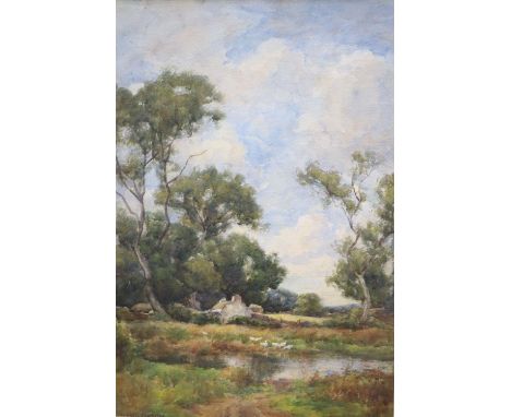 W. H. Wilkinson (1856-1934), watercolour, Geese in a landscape, 47 x 32cm