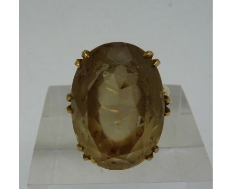 A 9ct gold and smoky quartz ring, weight 7.7g, size M