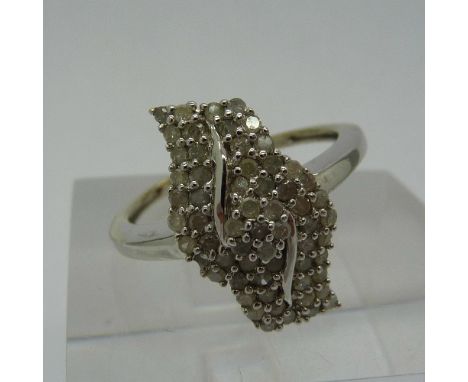 A 9ct white gold and diamond ring, weight 2.9g, size M