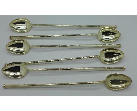 Six modern continental silver knickerbocker glory spoons
