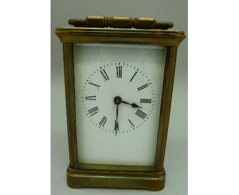 A brass carriage clock, height 10.5cm