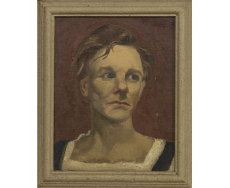 * ANNE GRAHAM-JOHNSTONE (BRITISH 1928 - 1988), PORTRAIT OF JOHN GIELGUD AS HAMLET oil on board, signed image size 27cm x 21cm
