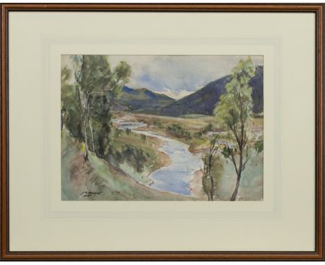 J R MAXTON, CRAMOND BRIG, EDINBURGH and LINN OF DEE, BRAEMAR watercolours on paper, each signed image size 36cm x 26cm and 26