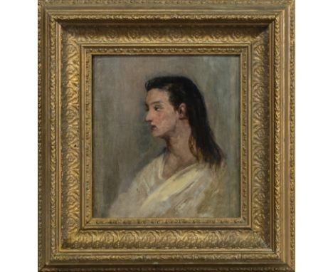 JOHN BLAKE MCDONALD RSA (SCOTTISH 1829-1901), PORTRAIT OF A LADY oil on panel, signed verso image size 22cm x 20cm, overall s