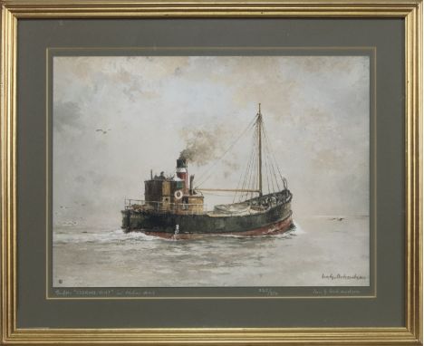 * IAN G ORCHARDSON (SCOTTISH 1927 - 1997), PUFFER DOROTHY OFF ARDNAMURCHAN and STORMLIGHT IN A CALM SEA limited edition print