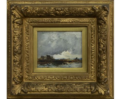 SCOTTISH SCHOOL (19TH/20TH CENTURY), SEASCAPE oil on board image size 12cm x 15cm, overall size 30cm x 32cm Framed and under 