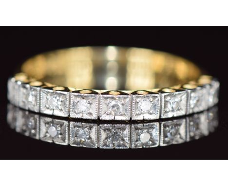 An 18ct gold half eternity ring set with diamonds, 2.8g, size O