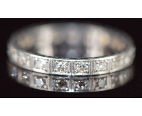 Art Deco platinum eternity ring set with diamonds, 3.5g, size N