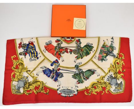 Herm&egrave;s Chevalerie silk scarf, 90 x 90cm, in Herm&egrave;s box