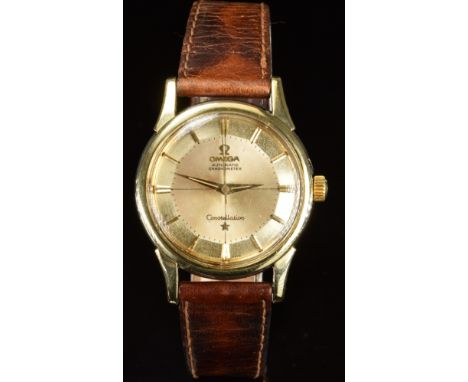 Omega Constellation Pie-Pan&nbsp;gold gentleman's automatic chronometer wristwatch ref. 14381 with gold hands and hour marker