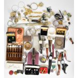 A collection of jewellery including silver bangle, vintage brooches, Smiths watch, cufflinks, etc