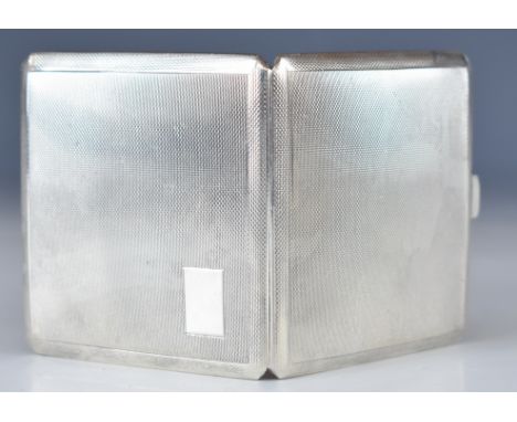 Mappin &amp; Webb Art Deco hallmarked silver cigarette case with engine turned decoration and gilt interior, Birmingham 1959,