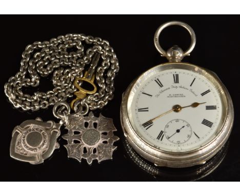 H Samuel of Manchester The Climax Trip Action Patent hallmarked silver open faced pocket watch with subsidiary seconds dial, 