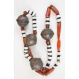 African tribal necklace, with silver and early cut trade beads