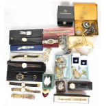 A collection of costume jewellery including Timex and Smiths watches, diamanté necklaces, filigree