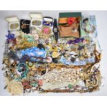 A collection of costume jewellery including Miracle pendant, Victorian brooch mount, cufflinks, Avon