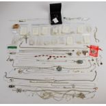 A collection of silver jewellery including 45 chains, nine pendants and two necklaces, 250g