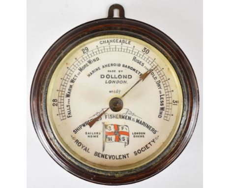 Dollond London Marine Aneroid Barometer, with flag and name of the Shipwrecked Fishermen &amp; Mariners' Royal Benevolent Soc