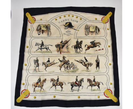 Herm&egrave;s Cadre Noir silk scarf with Lord y Taylor retailer's label, 90 x 90cm