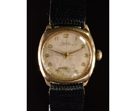 Rotary Super-Sports 9ct gold gentleman's wristwatch with subsidiary seconds dial, gold hands and Arabic numerals, silver dial