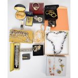 A collection of jewellery including Accurist and Rotary watches, two silver rings, necklaces