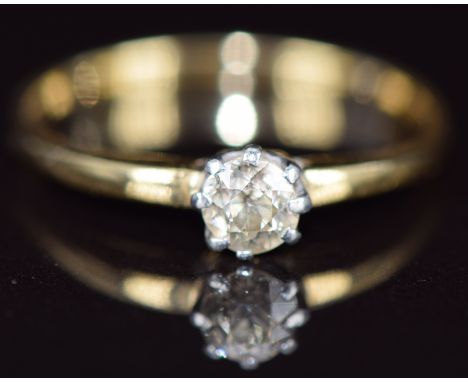 An 18ct gold ring set with an old cut diamond of approximately 0.2ct, 1.6g, size K