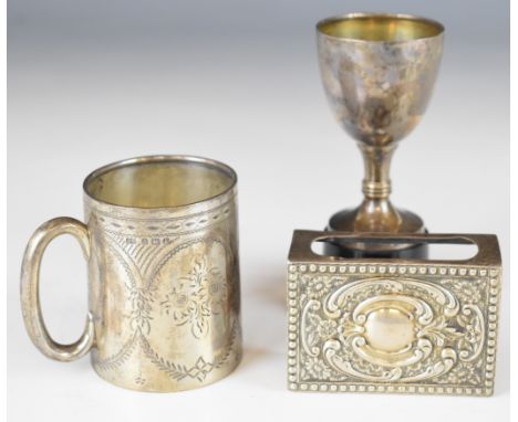 Edward VII hallmarked silver christening tankard, Birmingham 1906, maker&nbsp;Joseph Gloster Ltd, height 7cm, hallmarked silv